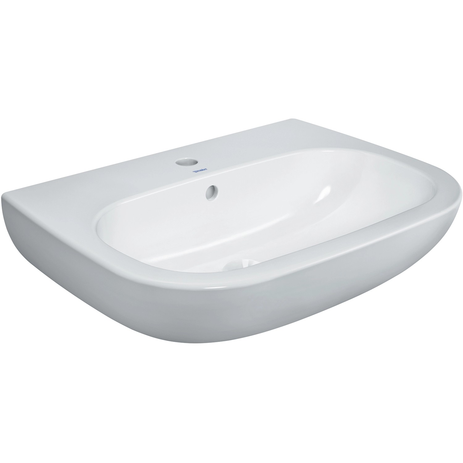 Duravit Waschbecken D-Code, 60 cm, Weiß, mit Hahnloch und Überlauf.