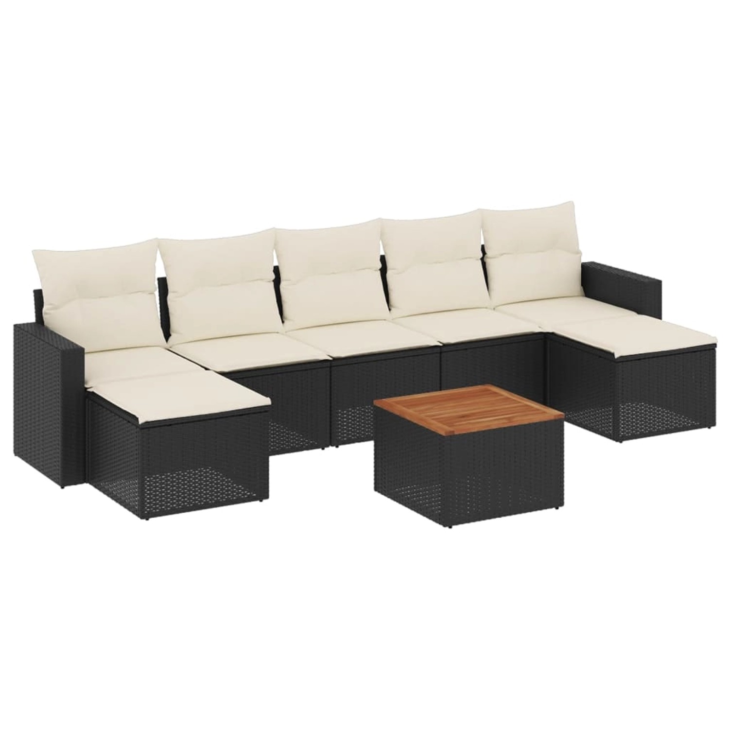 vidaXL 8-Tlg Garten-Sofagarnitur mit Kissen Schwarz Poly Rattan 3256581 günstig online kaufen