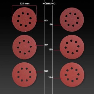 bestTools Schleifpapier Set, 125mm, verschiedene Körnungen für Exzenterschleifer.