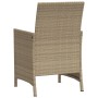 Rückansicht: 3-tlg. Bistro-Set aus beigem Poly Rattan, Gartenmöbel für Balkon und Terrasse.