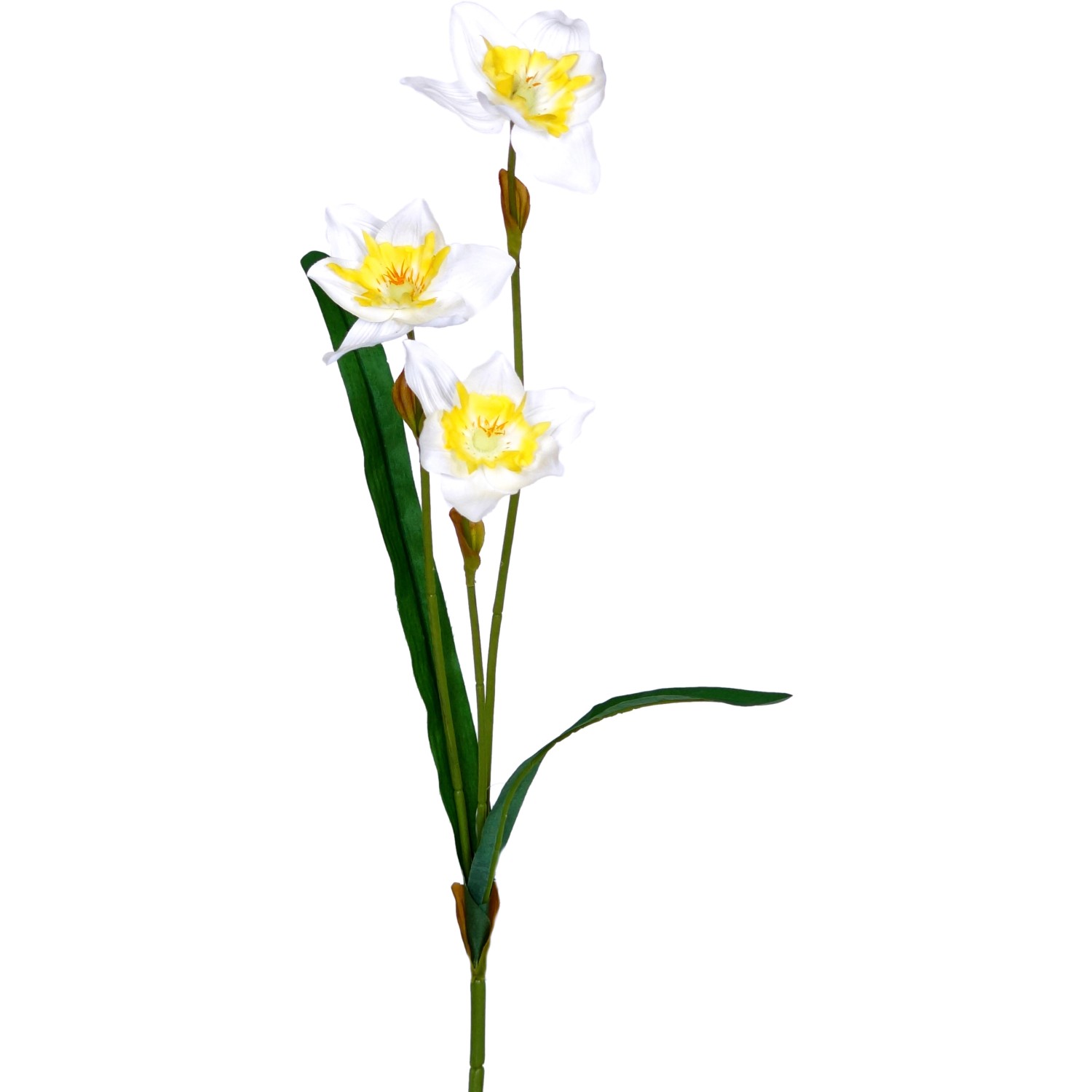 Kunstblume Narzisse 3 Blüten Weiß-Gelb 57 cm