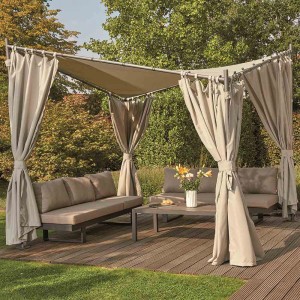 Siena Garden Pavillon Berlino mit grauem Seitenteil-Set (2er) als Vorhang.