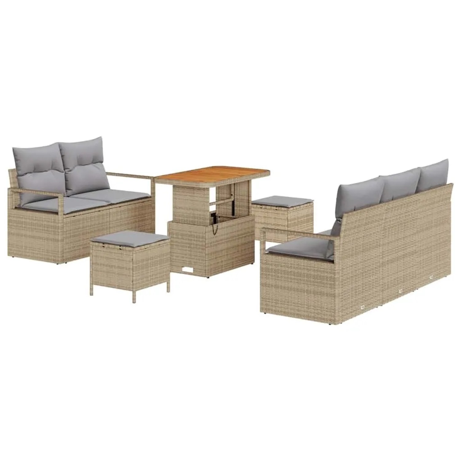 vidaXL Garten-Sofa-Set mit Kissen 8-Tlg Beige und Hellgrau 3364422