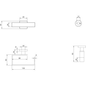 Villeroy & Boch Elements Striking Toilettenpapierhalter Ohne Deckel Wandmontage Eckiger WC-Papierhalter Messing Chrom