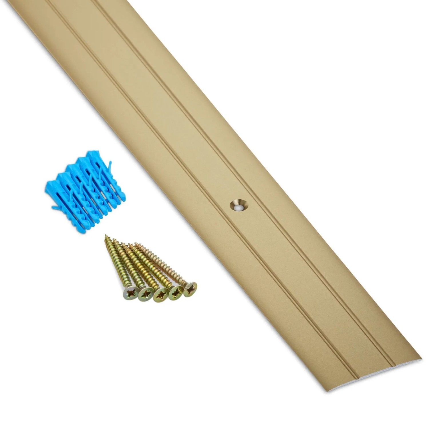 SOTECH Übergangsprofil Cross 1000 x 37 x 2,5 mm Gelocht Aus Aluminium Messing Eloxiert inkl. Schrauben