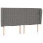 Dunkelgraues Boxspringbett Kopfteil mit Stoffbezug und Ohren für Betten 200x200 cm.