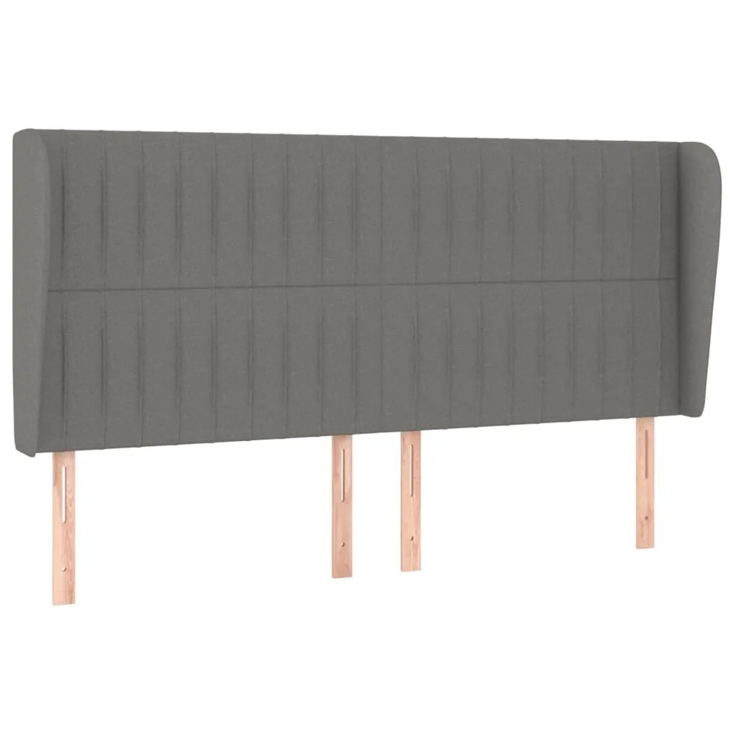 Dunkelgraues Boxspringbett Kopfteil mit Stoffbezug und Ohren für Betten 200x200 cm.