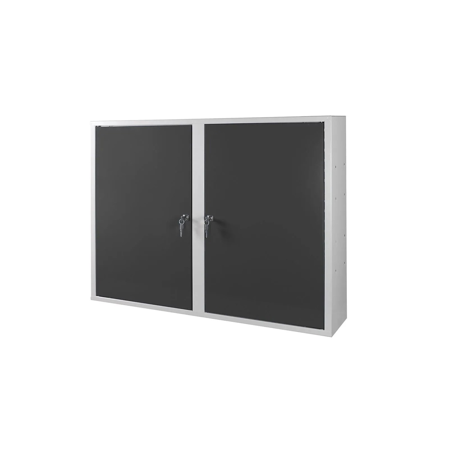 PROREGAL Werkzeugwandschrank Mit 2 Türen & 3 Fachboden HxBxT 75x100x20cm Lichtgrau/Anthrazitgrau
