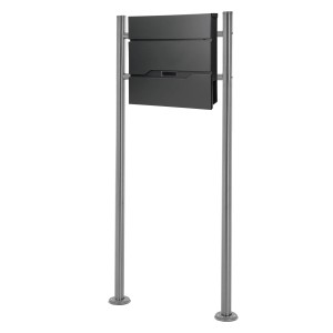 ML-Design Standbriefkasten, anthrazitfarbener Briefkasten mit Zeitungsfach und 120cm Pfosten.