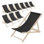 10er Set: Schwarze, klappbare Holz-Liegestühle für Garten, Balkon & Strand.