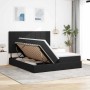 Schwarzes vidaXL Bett mit LED-Leisten, 180x200 cm, Samt, mit offenem Bettkasten.