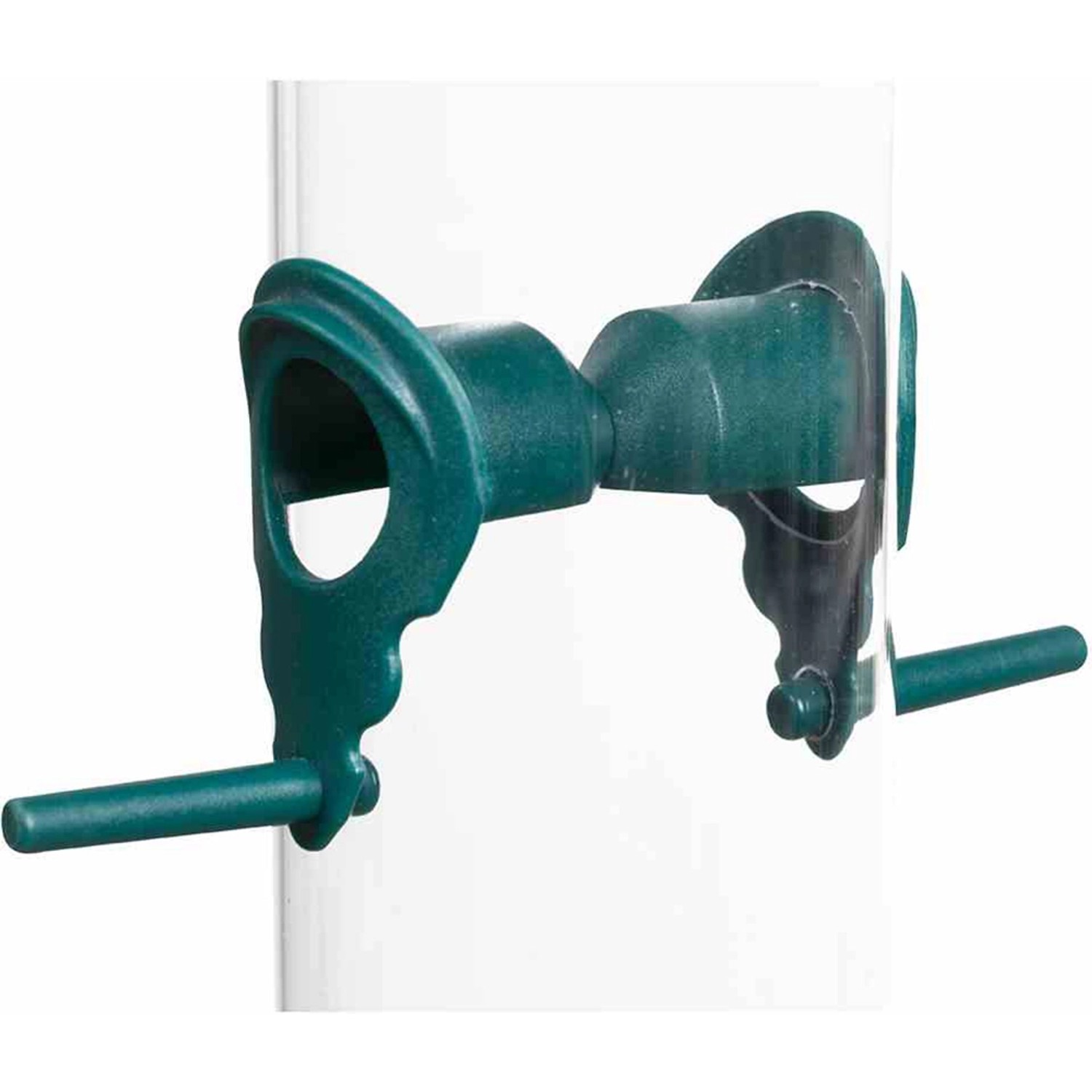 Detailaufnahme: Grüner Siena Garden Futterspender Premium aus Kunststoff, Ø 9 cm x 38 cm.