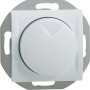 OBI Phasenabschnittdimmer Ariane, polarweiß, mit runder Abdeckung und silberfarbenem Rahmen.