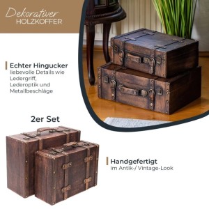 HMF VKO103 Vintage Vintage Koffer Truhe Holzkiste Holz 2er Set Versch Größen Deko Klassik