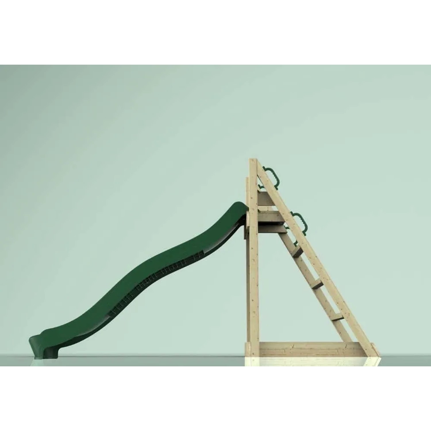 Dunkelgrüne OutdoorToys Rutsche Kolibri 220cm mit Holzleiter für Spieltürme & Spielanlagen.