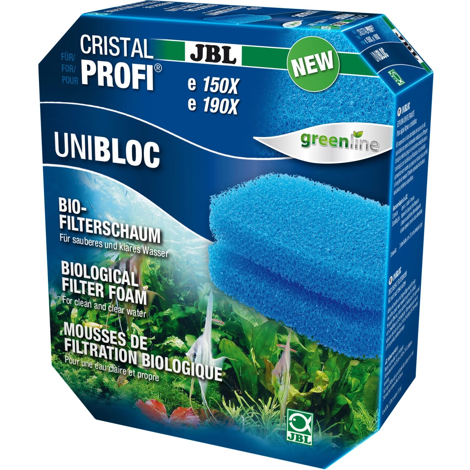 JBL Vorfilter CristalProfi e15/1901-2 UniBloc für Aquarien, Bio-Filterschaum im Karton.