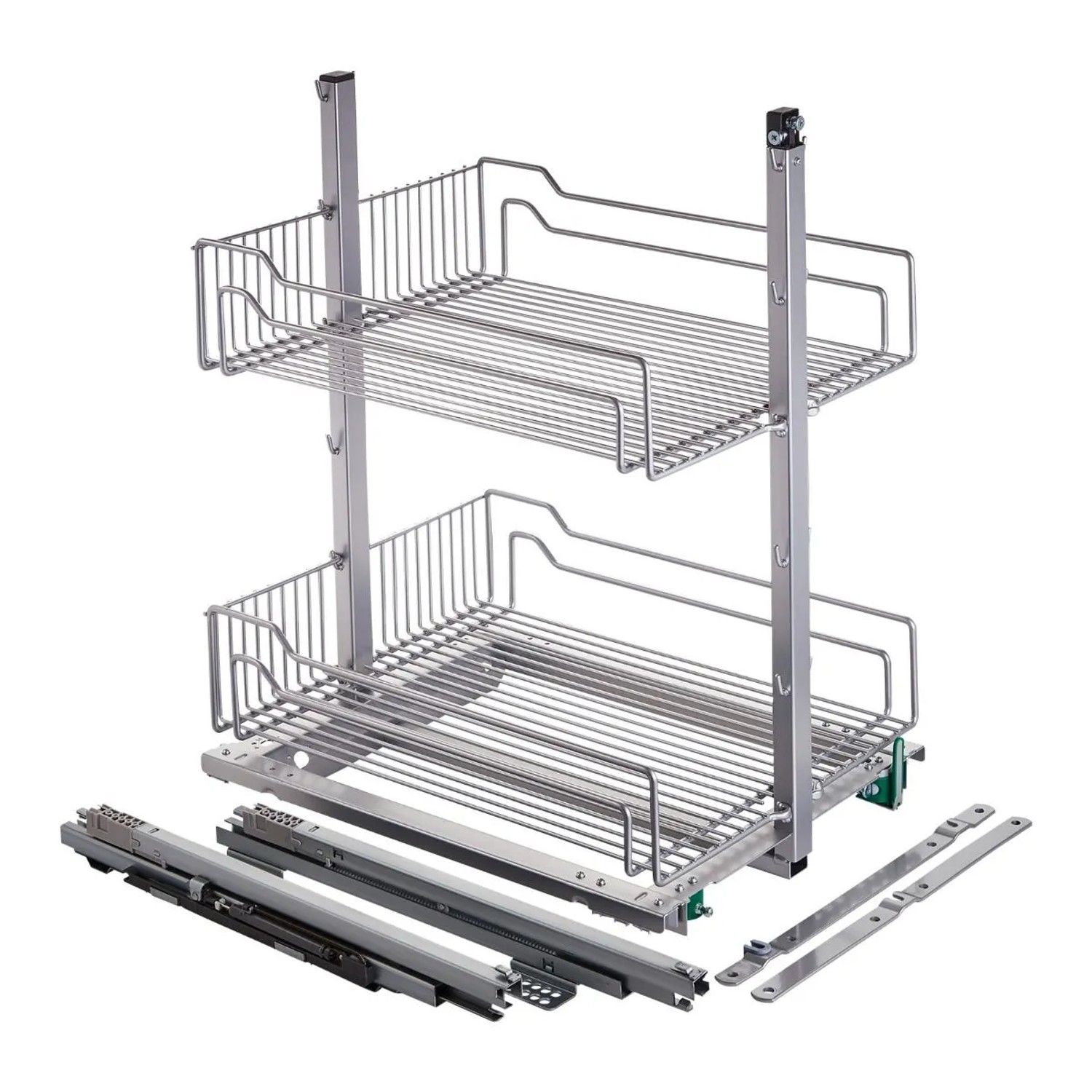Kesseböhmer DISPENSA Junior III Apothekerauszug Silbergrau für Korpusbreite 400 mm mit Einhängekörben