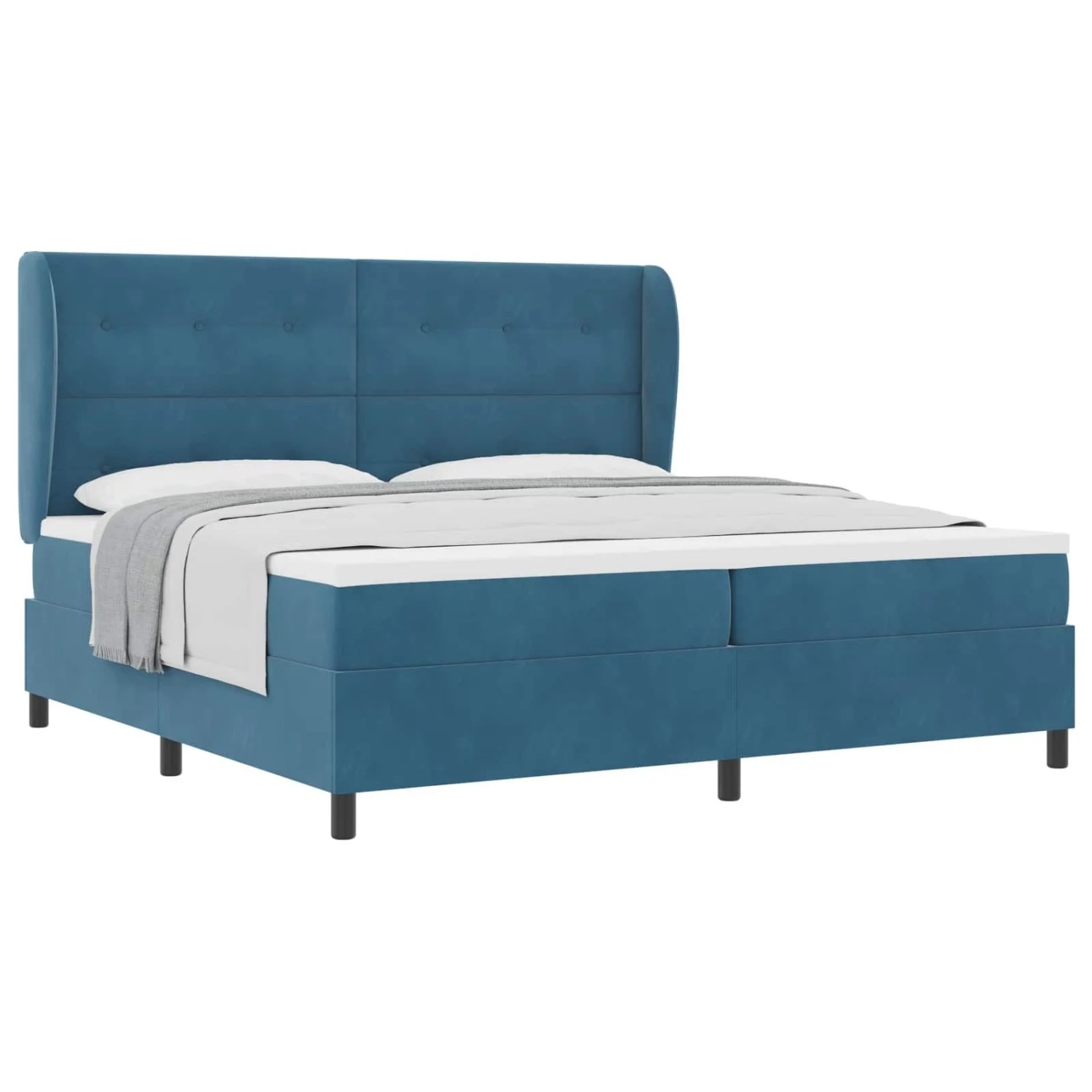 vidaXL Boxspringbett mit Matratze Dunkelblau 200 x 200 cm Polyester 3340950