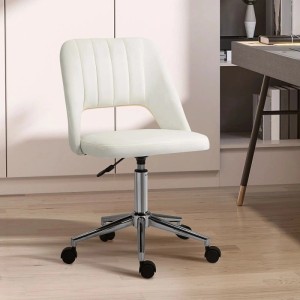 Weißer, höhenverstellbarer Vinsetto Bürostuhl mit Rollen. Ergonomisch gepolstert, modernes Design für Büro oder Zuhause.