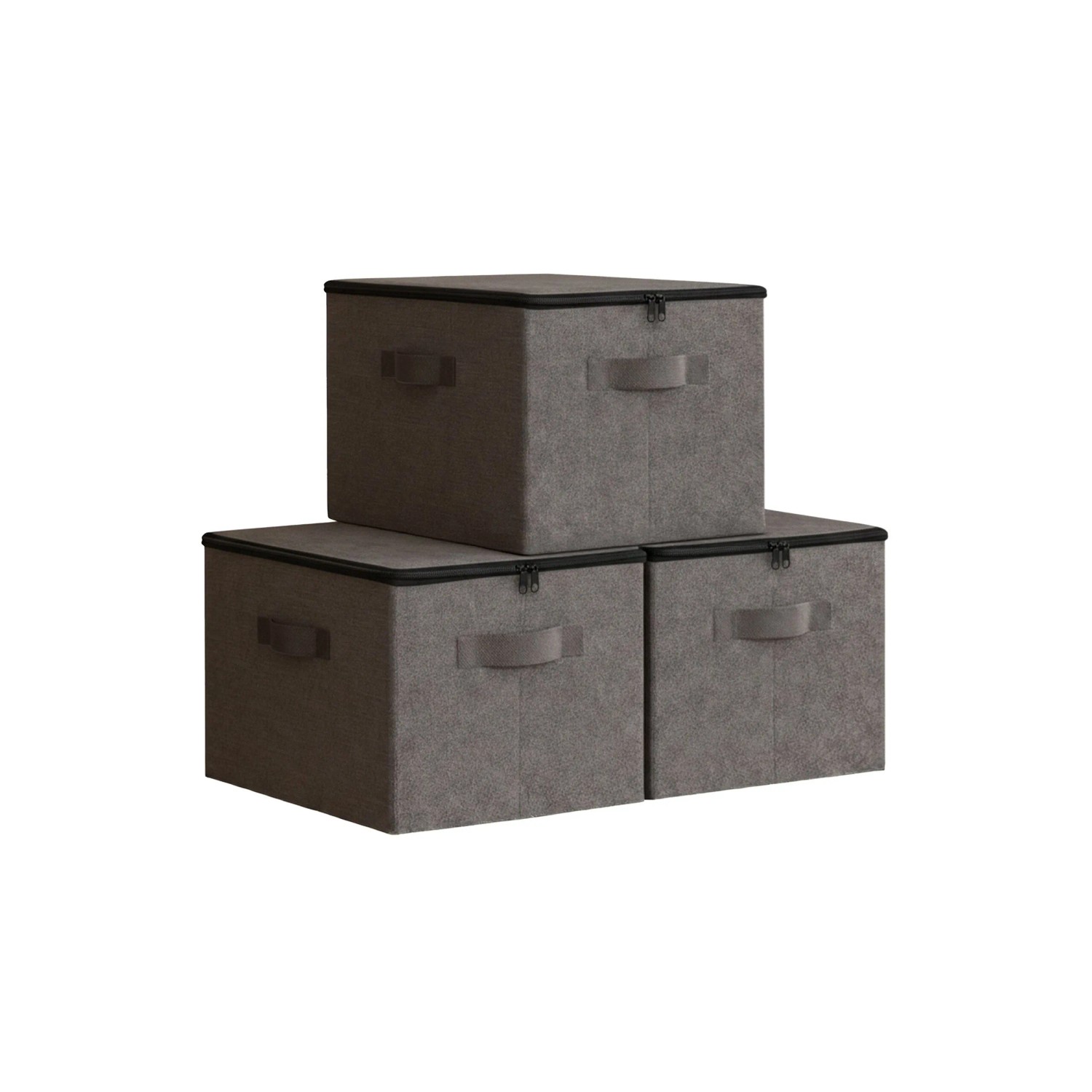 Relaxdays Aufbewahrungstaschen 3er Set Polyester Dunkelgrau Reißverschluss 24 cm x 40 cm x 30 cm