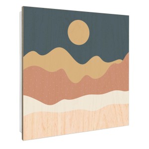 Banjado Schlüsselkasten mit abstrakter Wüstenlandschaft auf Holzfront, 30x30cm, Weiß.