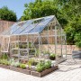 Vitavia Gewächshaus Meridian 1 8300 mit ESG Glas und Alu Rahmen im Garten.