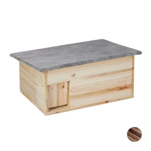 Igelhaus Bausatz aus Tannenholz, naturbelassen mit wasserdichtem Dach, 21x46x34 cm.