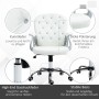 Weißer Vinsetto Bürostuhl mit Knopfheftung und Chromgestell. Ergonomischer Schreibtischstuhl für Home Office.