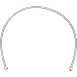 Silberner Flex-Verbindungsschlauch 3/8 x 10 mm x 1000 mm für Trinkwasser, gebogen, mit Anschlüssen.