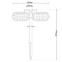Skizze des schwarzen Näve LED Solar Strahlers Paco mit Erdspieß und Maßen 31,9 x 23,2 x 15,5 cm.