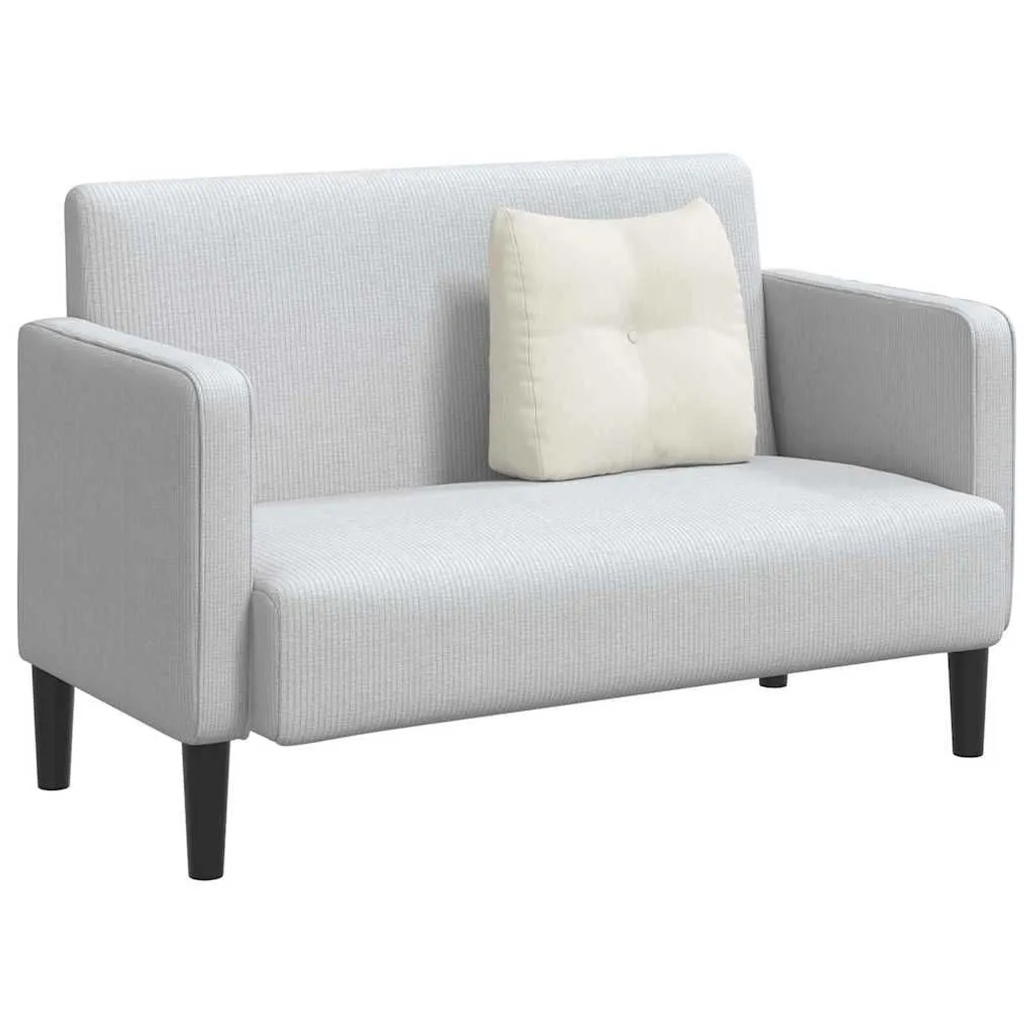 Cremefarbenes vidaXL Rückenkissen aus Samt (45x24x50 cm) auf einem Sofa.