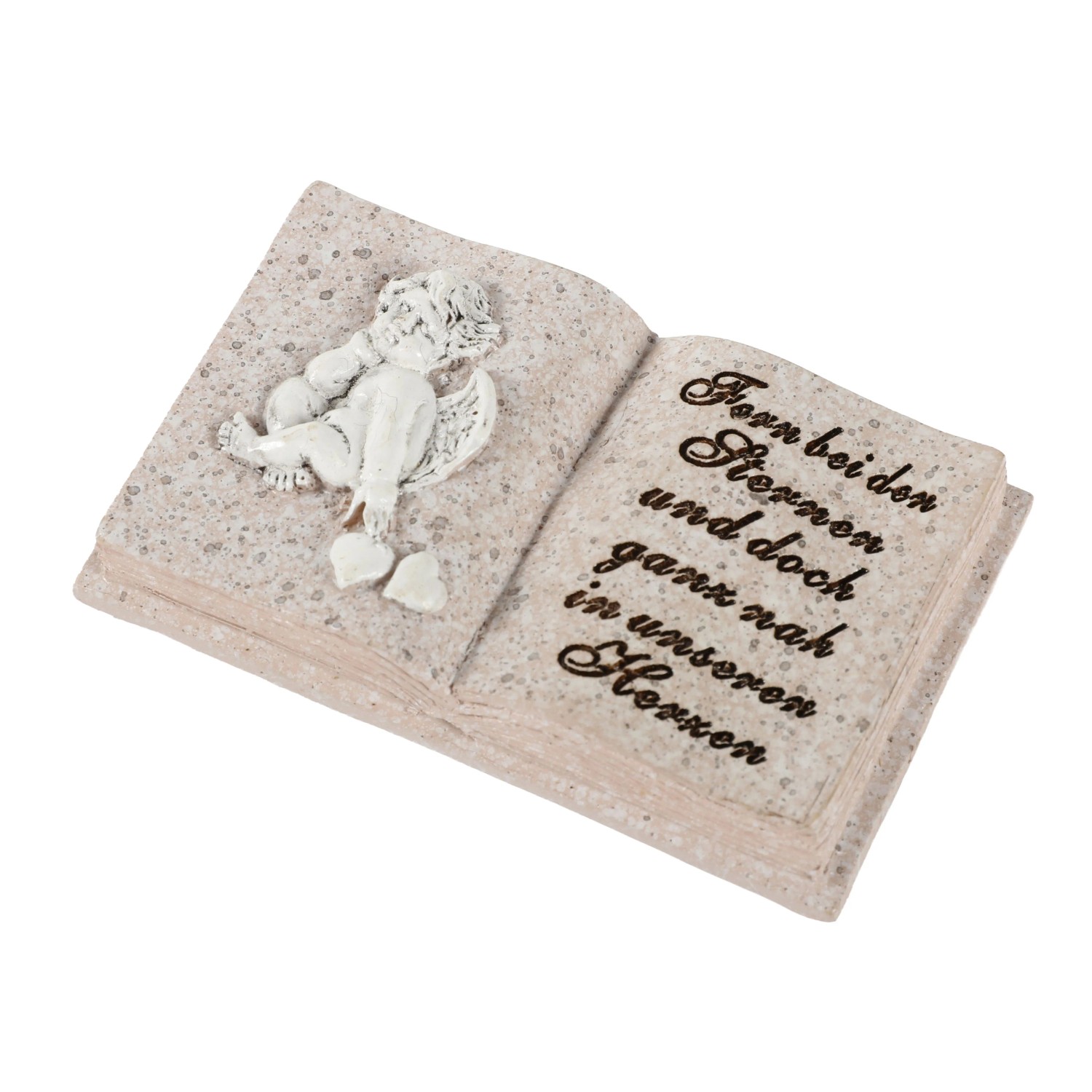 Flower Power Gedenkbuch mit Schriftzug Polystone 8 cm x 5 cm x 1,5 cm Creme
