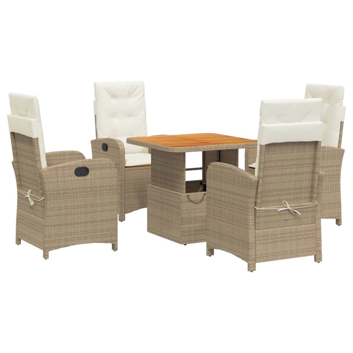 vidaXL 5-Tlg Garten-Essgruppe mit Kissen Beige Poly Rattan 3277350 günstig online kaufen