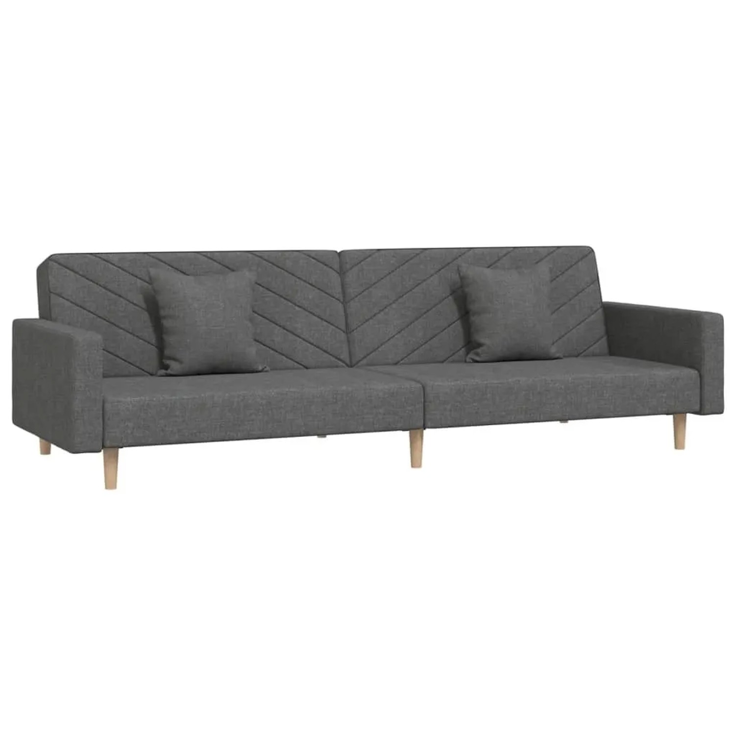 vidaXL Schlafsofa 2-Sitzer mit 2 Kissen Dunkelgrau Stoff 375900