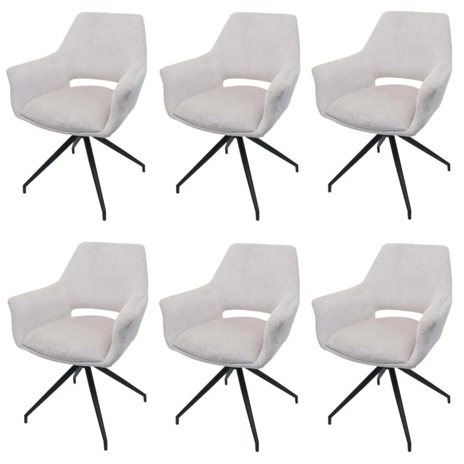 MCW 6er-Set Esszimmerstuhl M53 Creme-Weiß