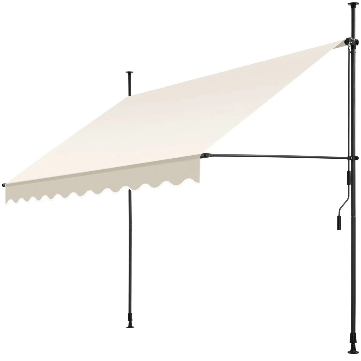 Tectake Klemmmarkise Mit Handkurbel Uv Beständig 250 X 180 Cm 180 X 250 X 304 Cm Beige