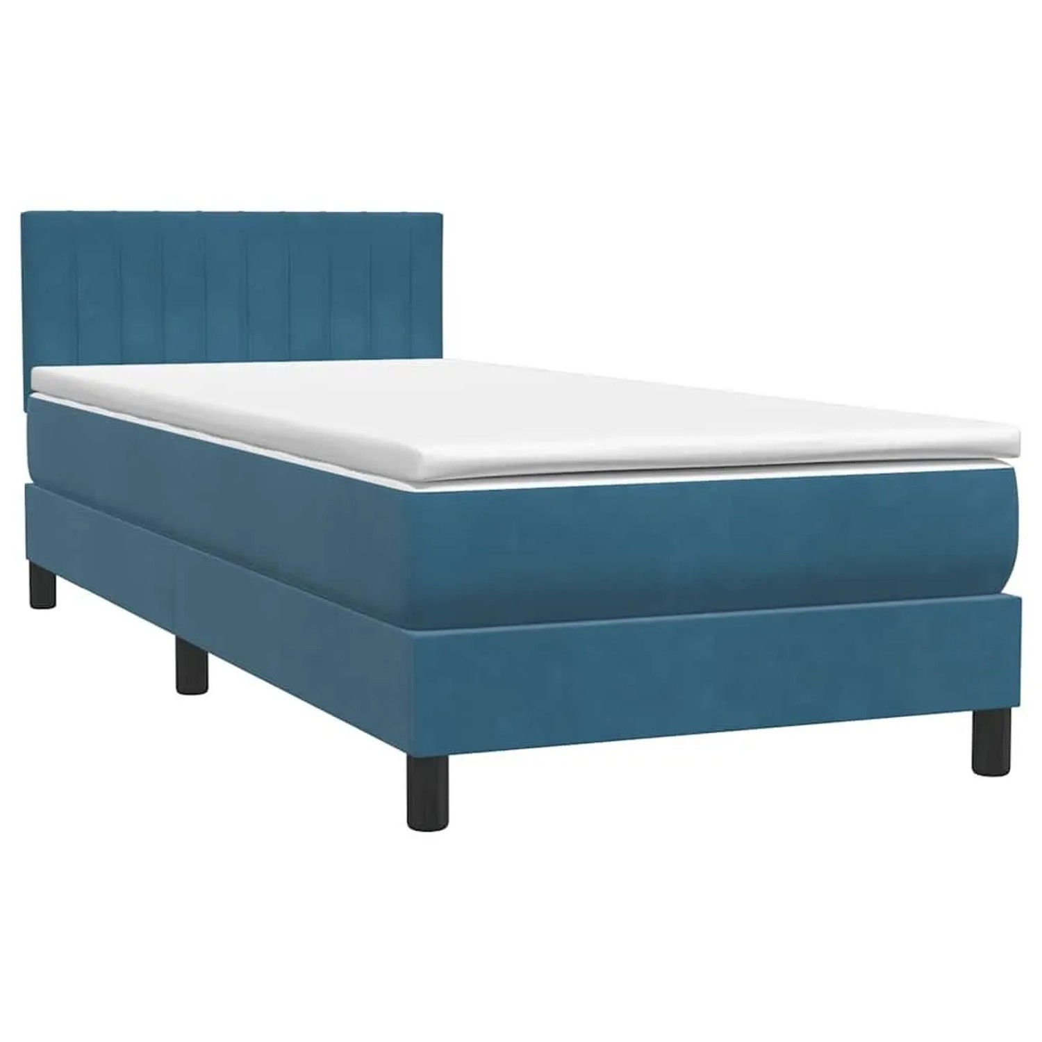 vidaXL Boxspringbett mit Matratze Dunkelblau 90x210 cm Samt 3316387 günstig online kaufen