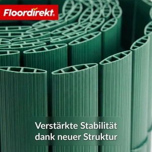 Detailaufnahme: Grüner Floordirekt PVC Sichtschutzzaun, UV-beständig, verstärkt.