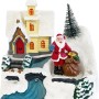 Beleuchtetes OBI Weihnachtsdorf mit mehrfarbiger Kirche, Santa Claus und Schnee. Ideal als Weihnachtsdekoration aus Kunststoff.