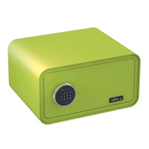 Apfelgrüner mySafe Elektronik-Möbeltresor mit Zahlencode.