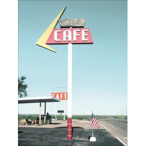 Pro Art Dekopanel: American Cafe Bild mit Cafe Schild und US-Flagge, 40x30cm.