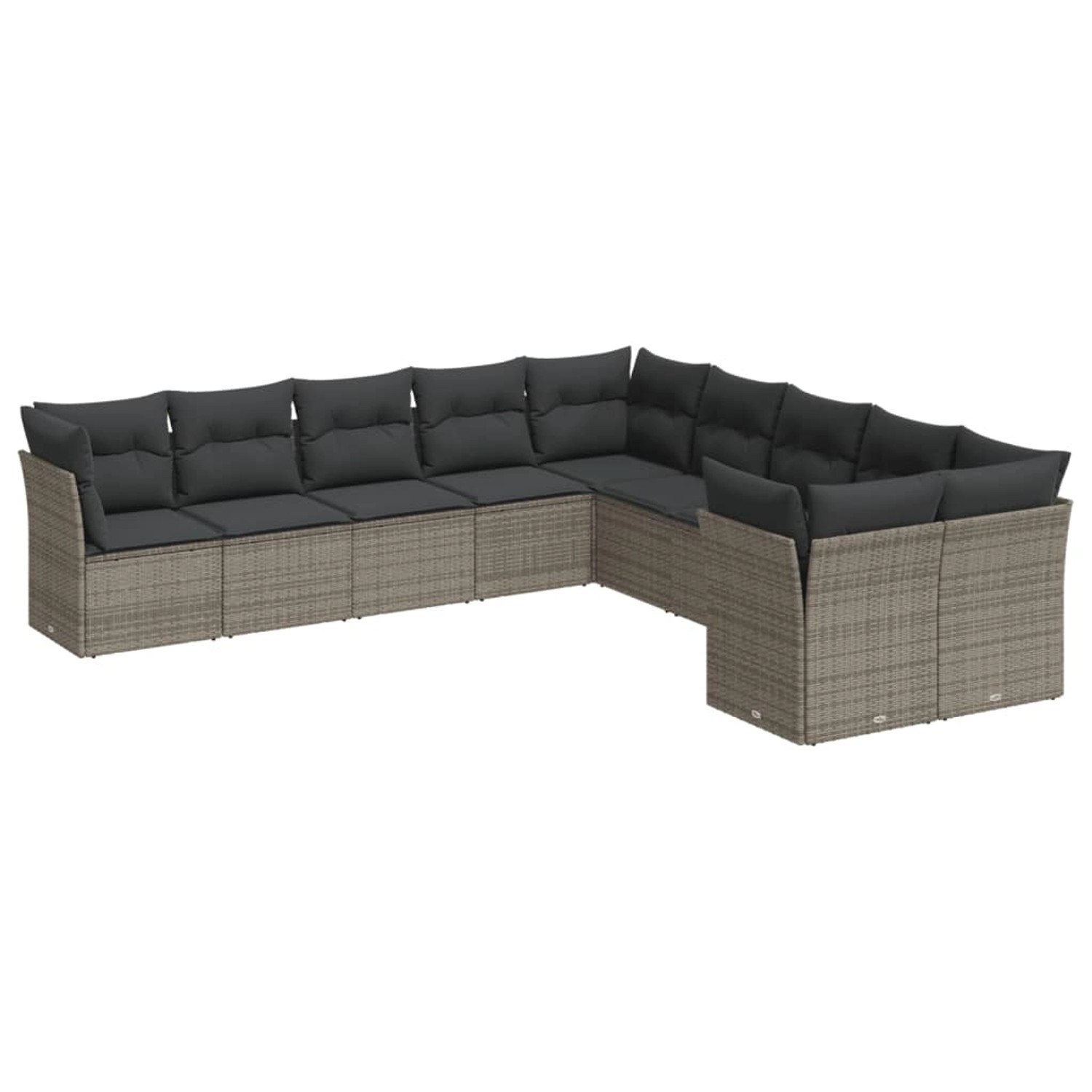 vidaXL 10-tlg Garten-Sofagarnitur mit Kissen Grau Poly Rattan Modell 20