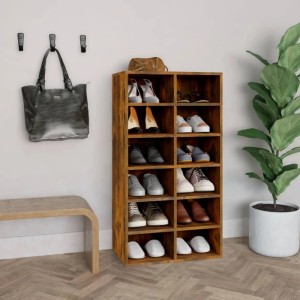 vidaXL Schuhregal Räuchereiche 54x34x100,5 cm Holzwerkstoff 815309