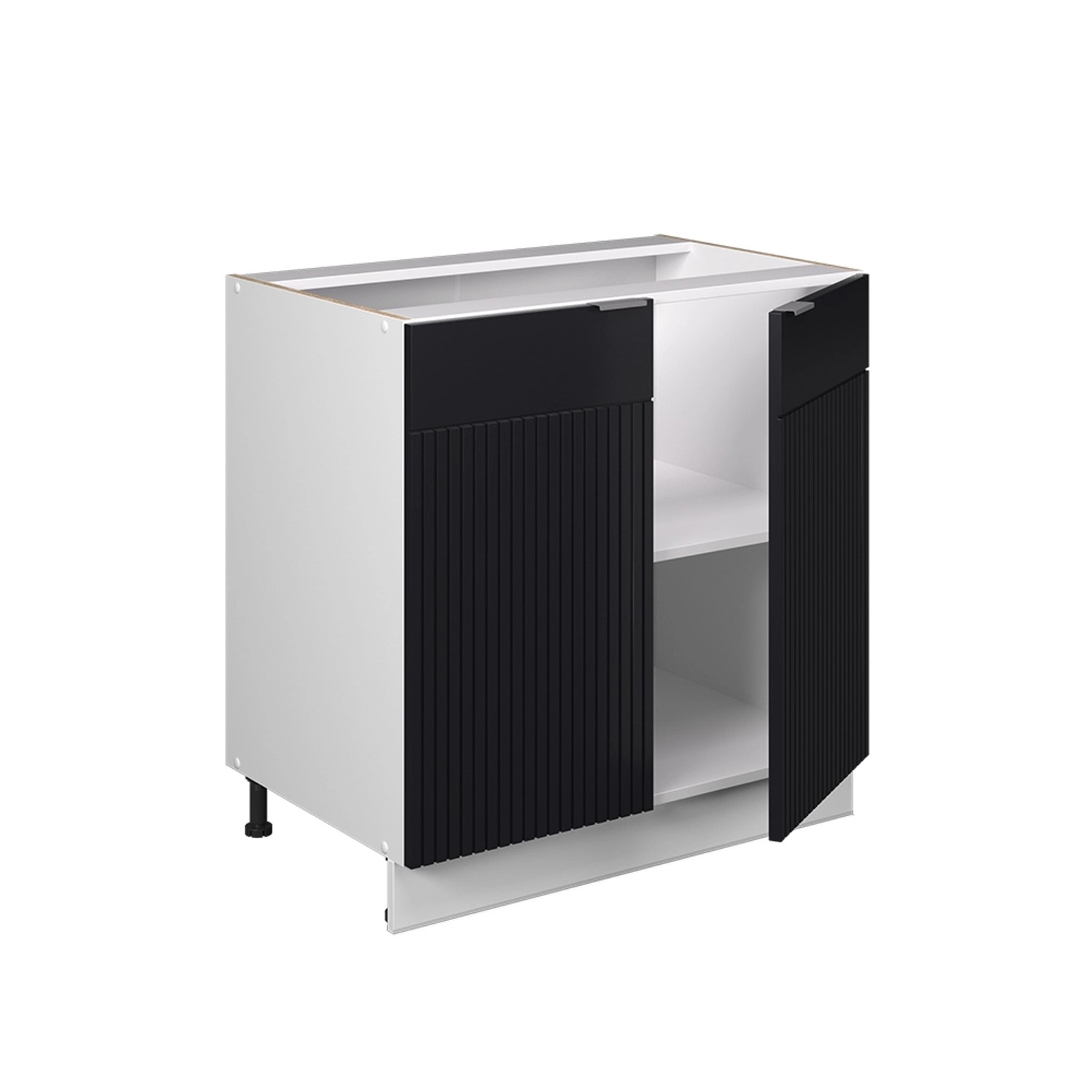 Vicco Spülenunterschrank Fame-Line Schwarz Gestreift 80 cm mit Regal AP Eic günstig online kaufen