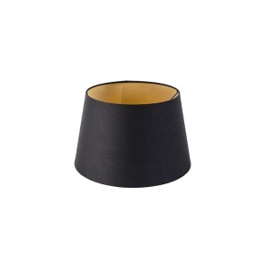 Schwarzer Baumwoll Lampenschirm mit goldenem Interieur für Lampen & Leuchten.