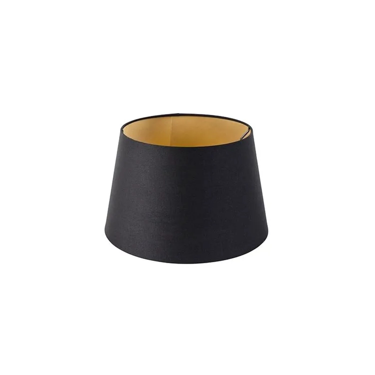 QAZQA Baumwolllampenschirm Schwarz 32 25 18 mit Goldenem Interieur