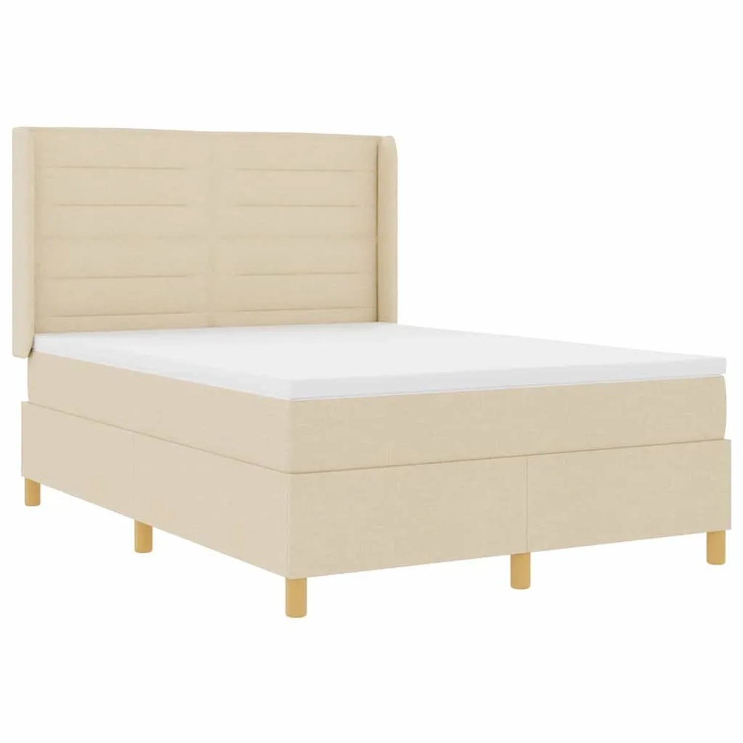 vidaXL Boxspringbett mit Matratze Creme 140 x 200 cm Stoff 3343635