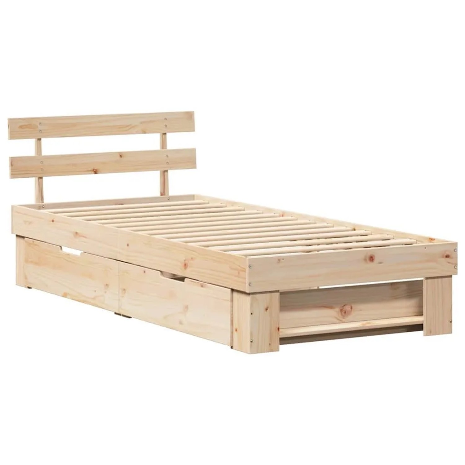 vidaXL Bettrahmen mit Kopfteil Natur 90 x 190 cm Massives Kiefernholz 872548