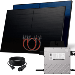 SUNNIVA Balkonkraftwerk 1000W mit Wechselrichter, Solarmodule, Kabel und Zubehör.