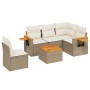 Beige 6-tlg. vidaXL Garten-Sofagarnitur aus Rattan mit Kissen. Gartenmöbel-Set mit Tisch und Stuhl.